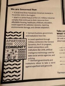 Literature from an AFC meeting in Ferrisburgh, Vermont in 2025.